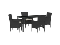 Conjunto de comedor de jardín Vidaxl con cojines en acero negro