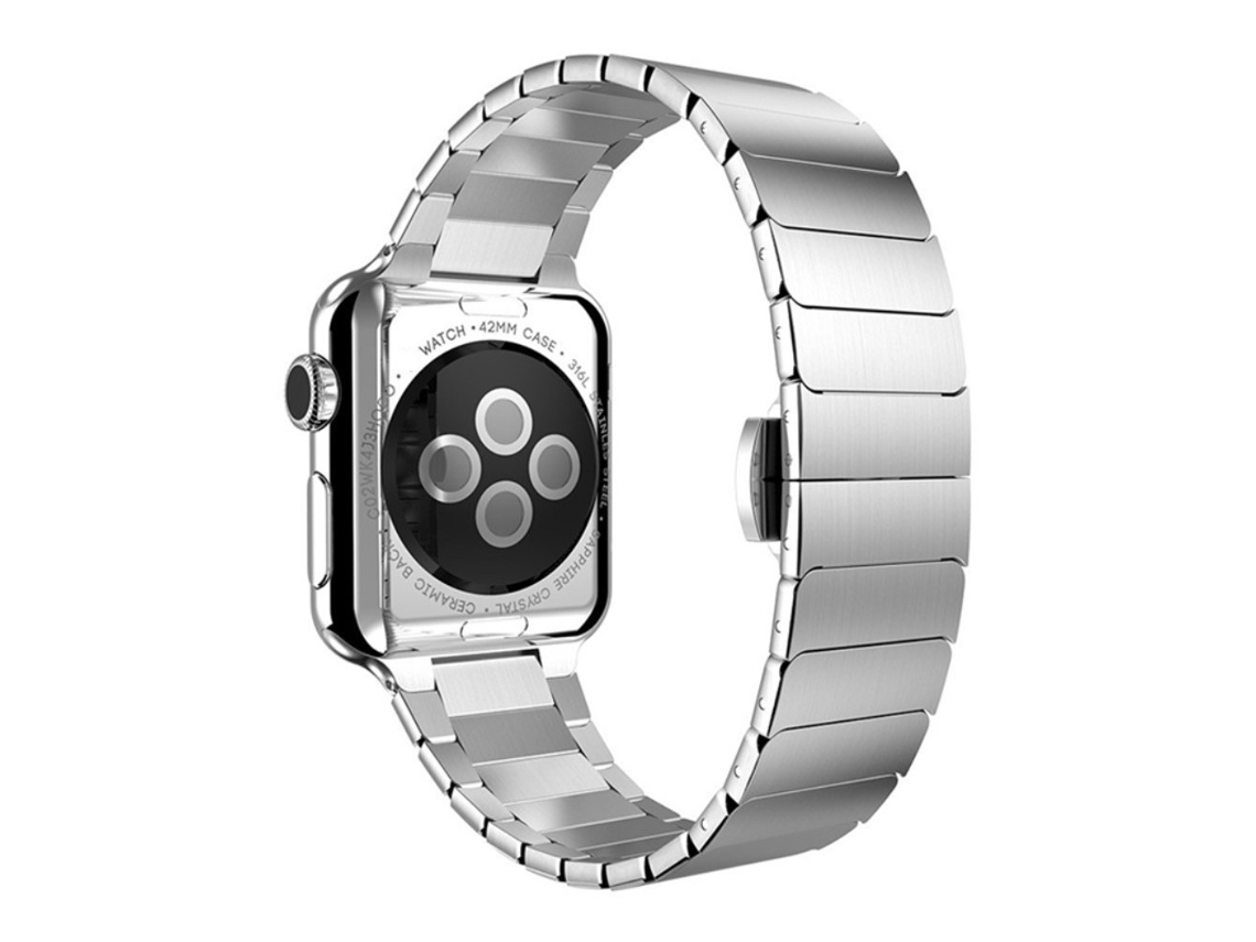 Correa de acero inoxidable con hebilla de mariposa para Apple Watch Series 8/7 41mm - plata
