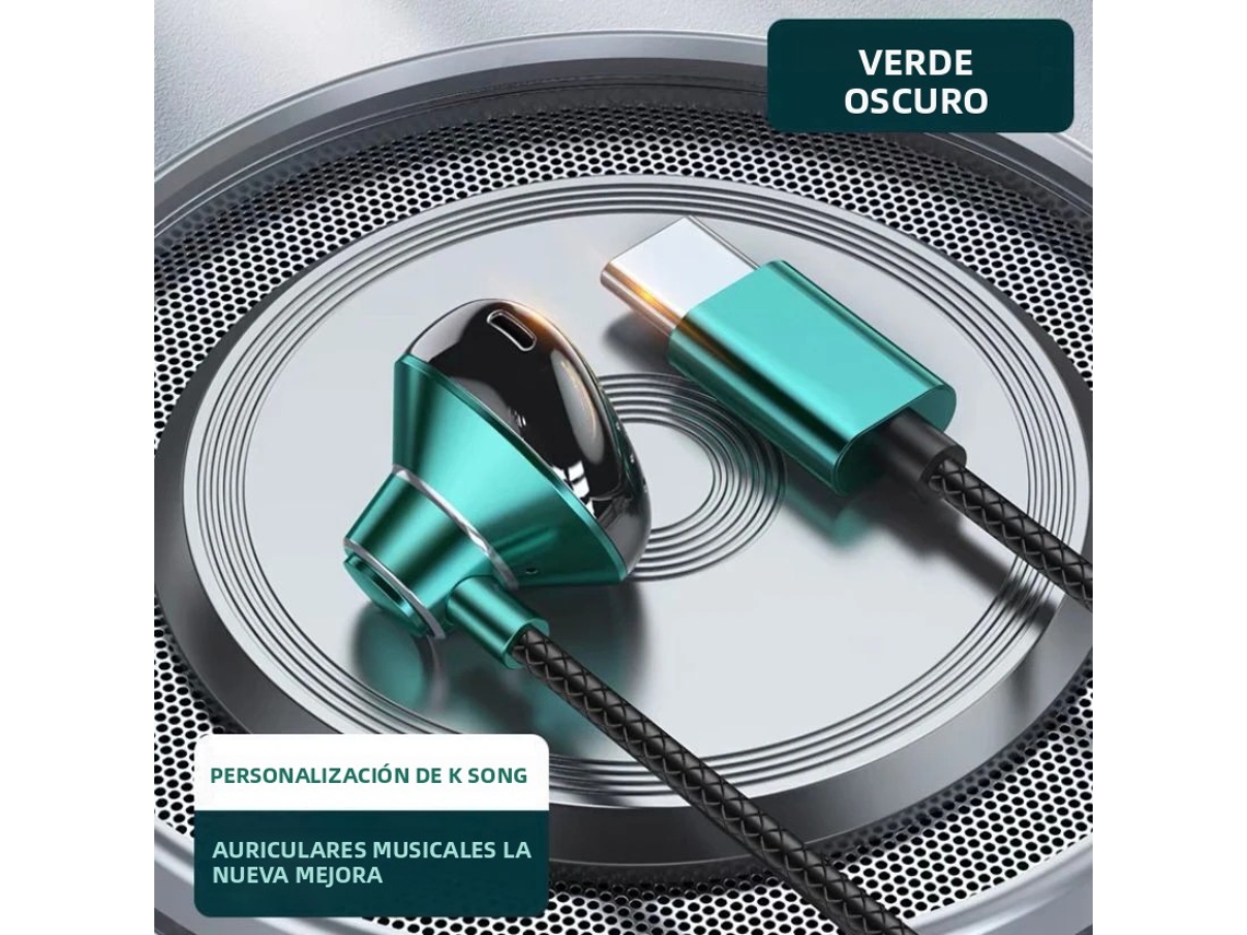 Auriculares Inalámbricos Estéreo Hifi Tipo C Con Micrófono De Alta Definición (verde Tipo C)