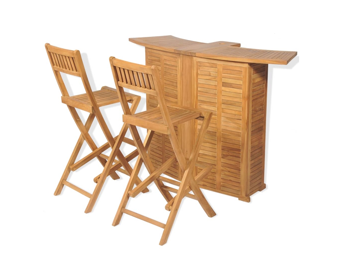 Conjunto de bistró de 3 piezas de madera de teca con sillas plegables de DKD Home Decor