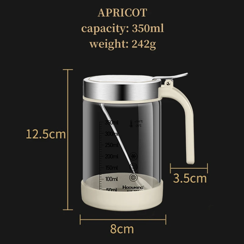 (1 Pieza, 350 Ml, Beige) Tarro De Cristal Para Especias Y Condimentos Con Cuchara, Azucarero Y Salero Utensilios De Cocina.