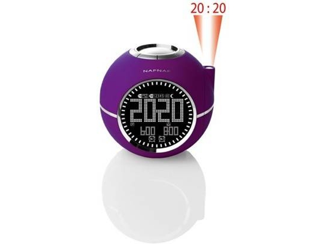 Radio Despertador Sunstech naf clockinepl digital fm pilas y corriente alarma doble snooze morado v2 con pll proyector sonidos la naturaleza