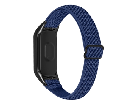 Correa de nailon elásticos trenzados elásticos ajustables con lazo con marco negro para Xiaomi Mi Band 5/6 - azul medianoche
