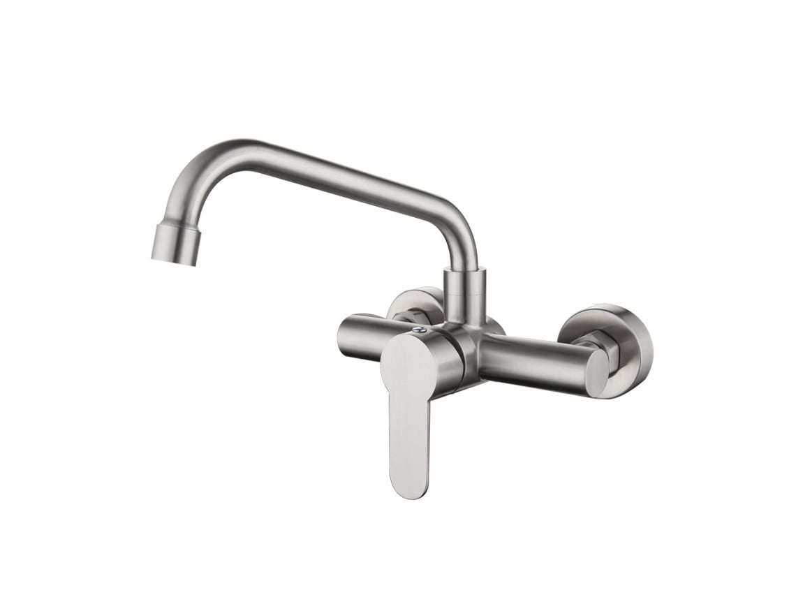 Grifo De Cocina Giratorio De Acero Inoxidable Y Madera De Arce, Grifo De Balcón De Doble Orificio Para Agua Fría Y Caliente