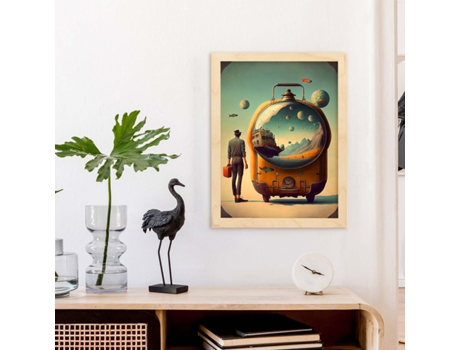 NACNIC Poster Maleta En Estilo Surrealismo Cinematográfico Ilustraciones Y Grabados De Historieta Abstracta Y Artística A4 Marcos Negros