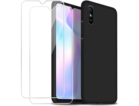 Carcasa + Protector Xiaomi Redmi 9A HONGWE. Negro