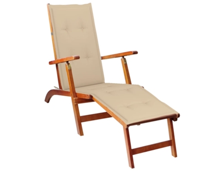 MAISON EXCLUSIVE - Tumbona de jardín con reposapiés y cojín madera maciza acacia