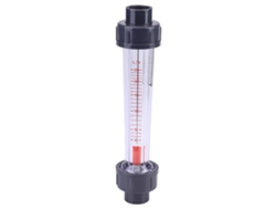 Caudalímetro instantáneo (sin marca), tubo de plástico, 25-250 L/h, para las industrias química y alimentaria.