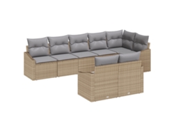 Conjunto de comedor Vidaxl de 8 piezas con cojines de mimbre beige