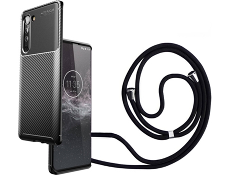 Funda Motorola Edge Rugged Carbon Con Collar Negro
