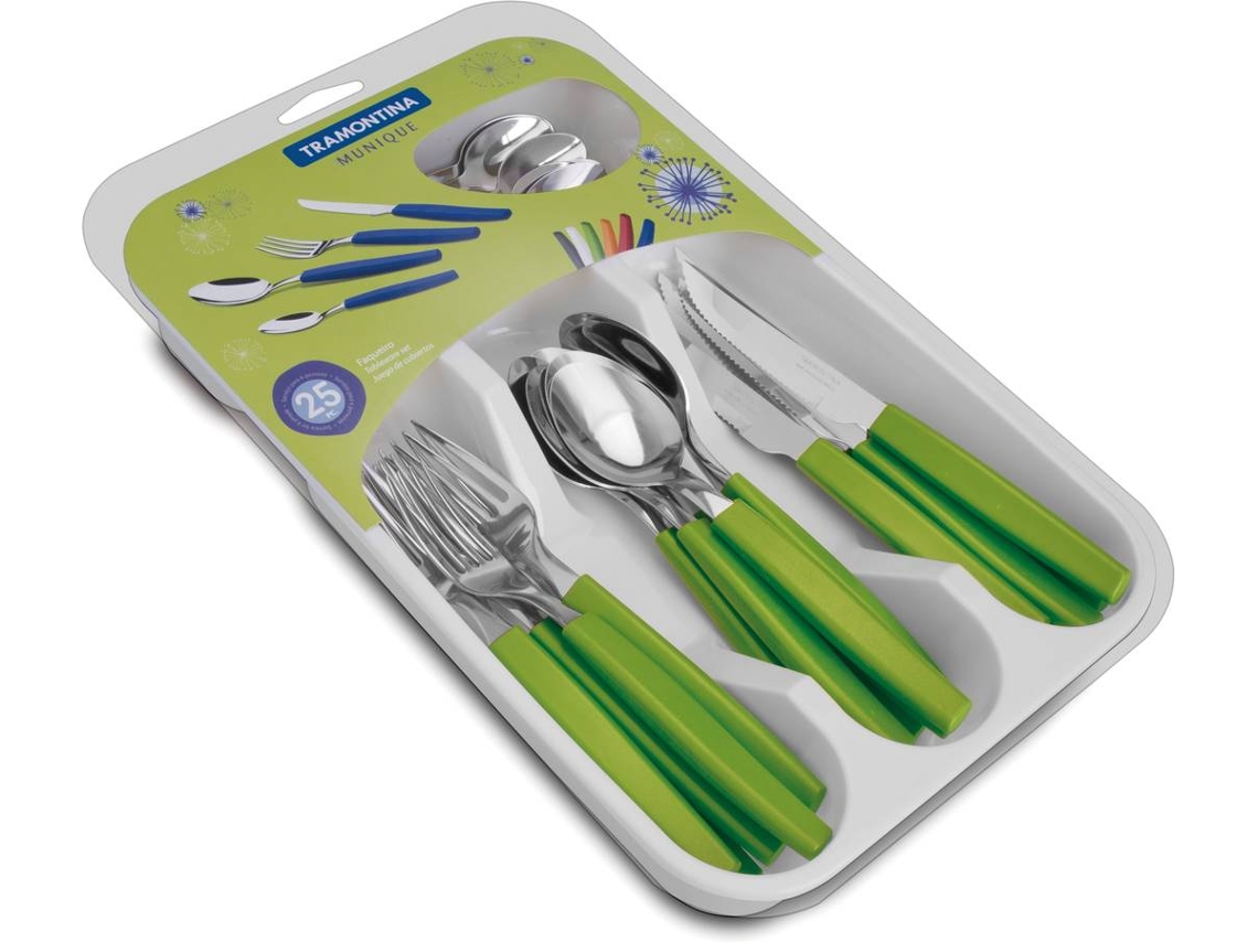 Cubertería TRAMONTINA Munique Conj. 25 piezas Verde (Acero Inox)