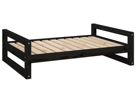 vidaXL Cama para perros madera maciza de pino negro 95,5x65,5x28 cm
