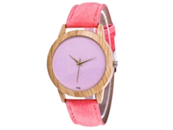 Reloj De Pulsera Para Parejas Zhoulianfa Con Esfera Redonda Rosa En Aleación Y Correa De Tela Vaquera.