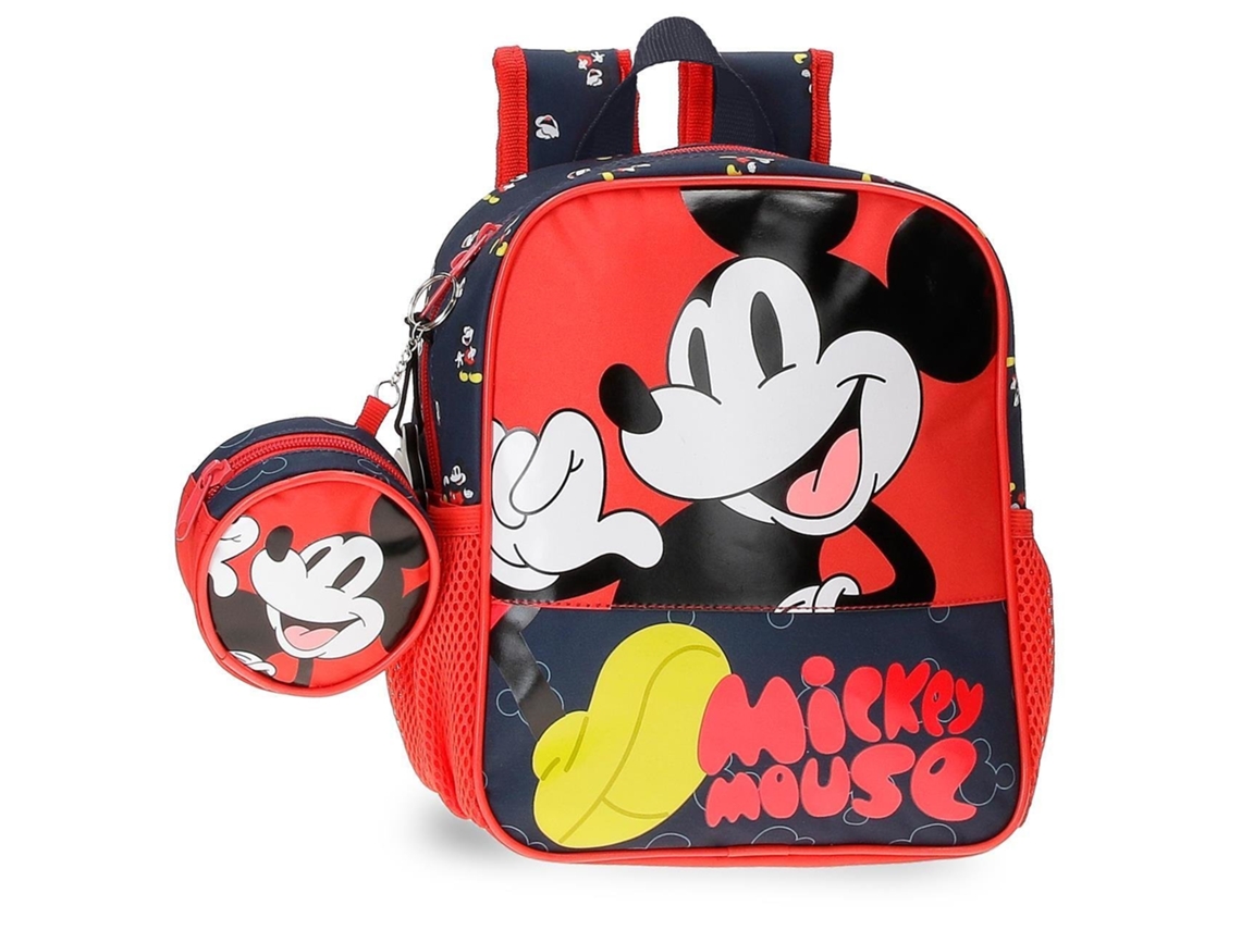 Disney Mochila Escolar Mickey Mouse Fashion Microfibra Rojo