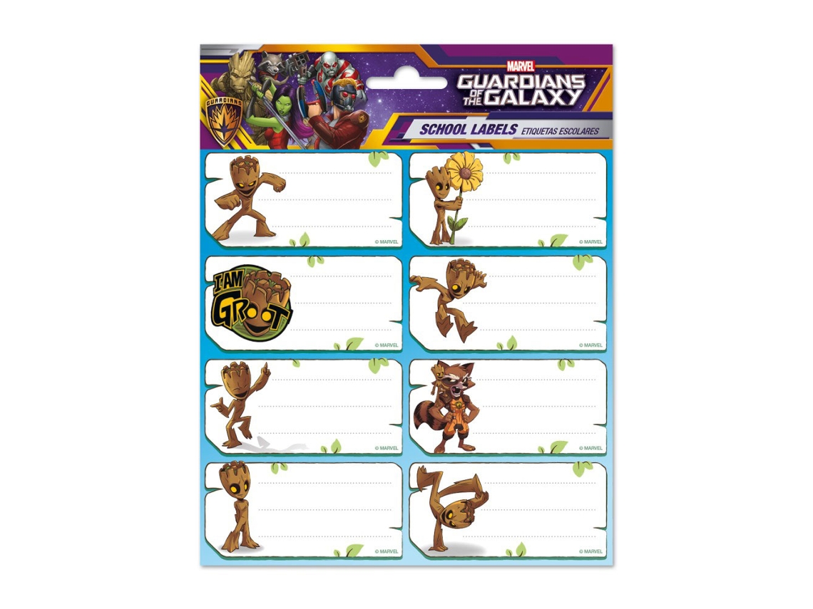 Etiquetas Escolares Marvel Groot (16 Uds) Blister Ele0292