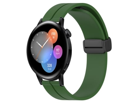 Correa de reloj inteligente para Huawei Watch GT3 46 mm 22 mm Correa de reloj de silicona con cierre magnético de color sólido (verde militar)