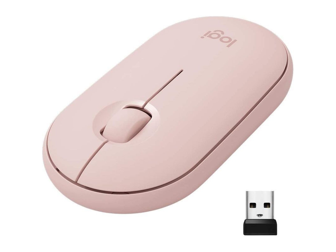 Ratón Inalámbrico Con Bluetooth O Receptor De 2,4 Ghz, Silencioso, Delgado, Clic Silencioso Para Portátil - Rosa