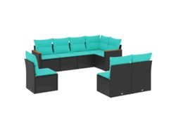 Maison Exclusive - Conjunto De Sofá De Jardín De 8 Piezas Con Cojines, De Poliratán Negro