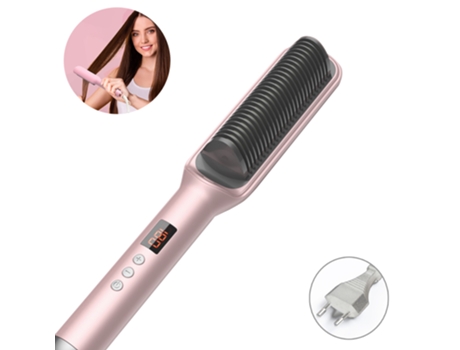 cepillo alisador de pelo iónico, plancha alisadora de pelo y rizador 2 en 1 para mujeres, calentamiento rápido, antiescaldaduras, bloqueo de temper...
