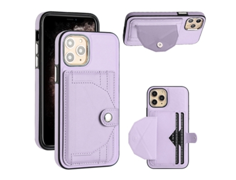 Funda Mobile Phone Cases Shockproof With Card para iPhone 11 Pro Piel Marrón