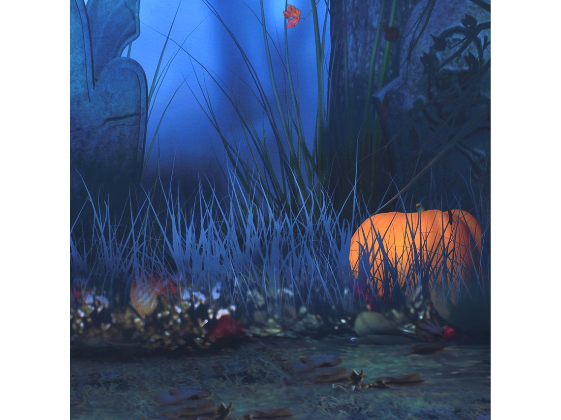 Fondo De Fotografía Halloween 1.5x2m Tela No Tejida Calabaza Cementerio Murciélago Para Estudio De Fotos