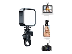 Lámpara Selfie, Luz Móvil con 3 Modos de Iluminación/5 Niveles de Brillo, Luz Portátil para TikTok, Transmisión en Vivo, Lámpara Clip Recargable Negro CHRONUS
