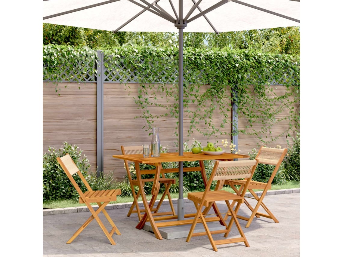 Sillas de jardín plegables DKD Home Decor de 4 piezas en madera maciza de acacia beige