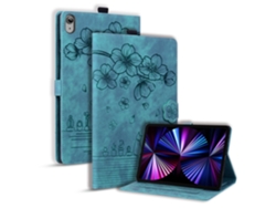ZRUXE Funda para iPad 10Th Gen 10.9 2021 Funda para Tableta de Cuero Inteligente en Relieve con Gato Sakura de Dibujos Animados, Verde