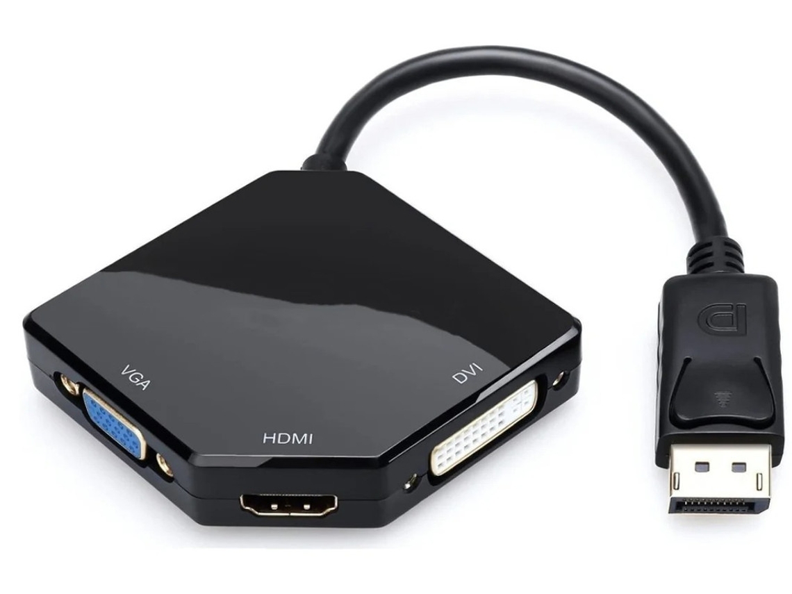 Adaptador DisplayPort grande DP a HDMI / DVI / VGA 3 en 1 macho a hembra negro Bestvite
