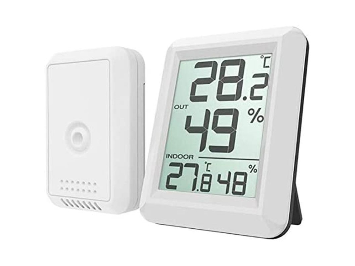 Higrómetro Digital Inalámbrico Con Termómetro Lcd Que Monitoriza La Temperatura Y La Humedad Tanto En Interiores Como En Exteriores.