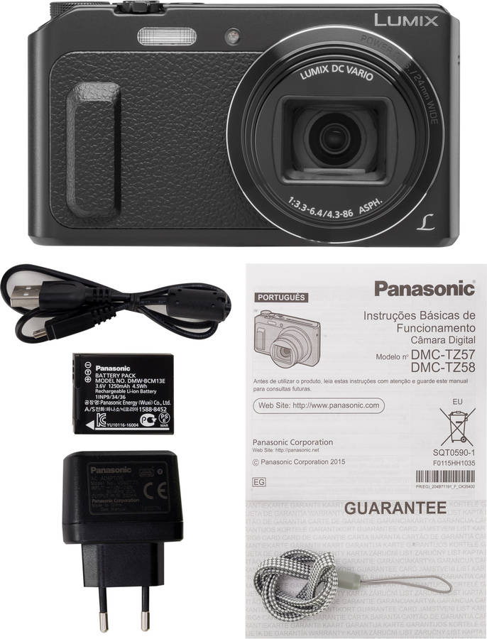 Cámara Compacta Panasonic lumix dmctz57eg de 16 dmctz57 16mp negra wifi 16mpx zoom 20x full hd dmctz57egk tz57 100 3200
