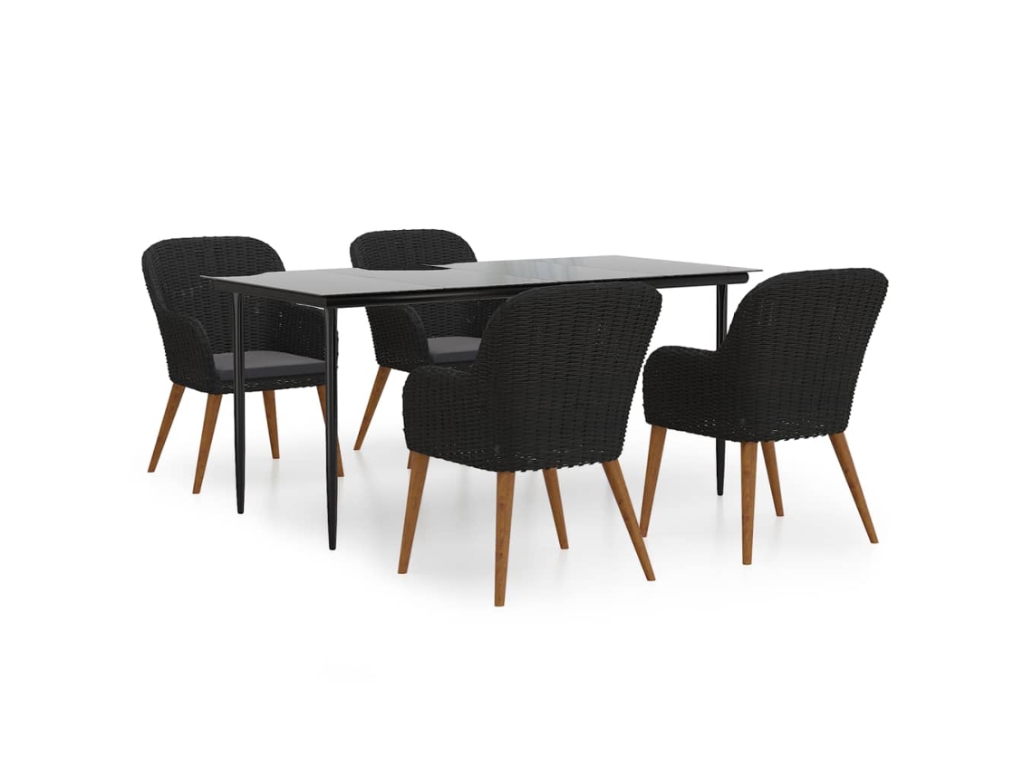 Maison Exclusive - Juego De Comedor De Jardín 5 Piezas Con Cojines Negro