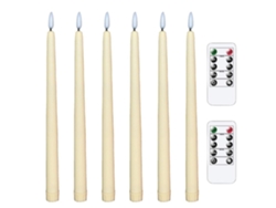 6 Velas Cónicas Led Sin Llama Con Luz Cálida Intermitente Y 2 Mandos A Distancia Para Decoraciones Navideñas Y De Bodas.