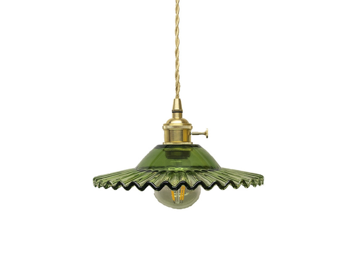 Lámpara Colgante De Cristal De Estilo Industrial Vintage (base E27), Bombilla Colgante De Estilo Industrial (cristal Verde, Bombilla No Incluida)