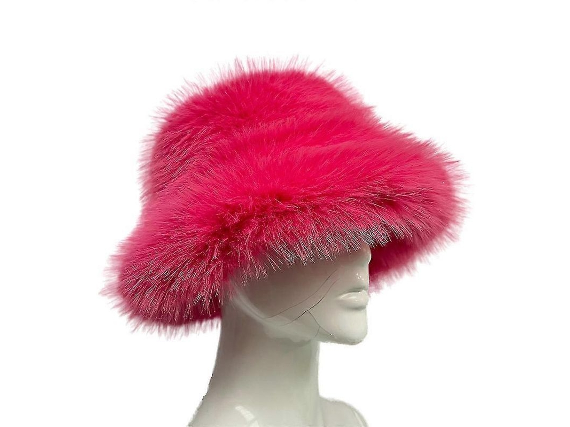 Gorro De Cubo De Pelo Falso De Zorro Arcoíris Fluffy Caliente Otoño Invierno Para Mujer Talla 58-60cm Rojo Rosa L 58 60cm Rosa Rojo