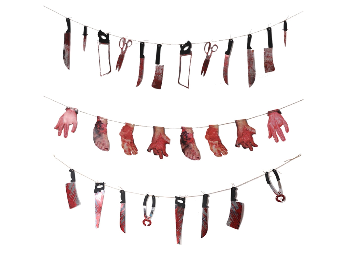 2026-3pcs/set Guirnalda De Partes Corporales Y Herramientas Simuladas Sangrientas Para Halloween Decoración De Casa Embrujada