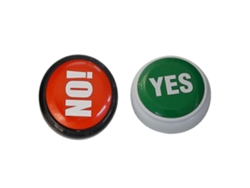 2 botones de juguete electrónicos con sonido "Sí" y "No", verde y rojo, suministros para fiestas. Sygo