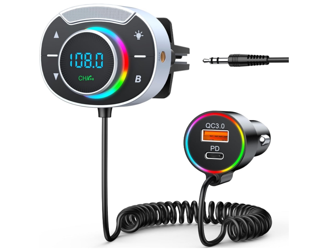 Transmisor FM Bluetooth Yizhood T86 Bass Booster Aux Negro