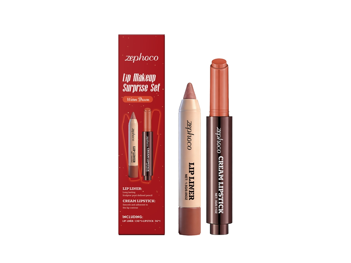 Kit de maquillaje de labios Qiyun color marrón cálido
