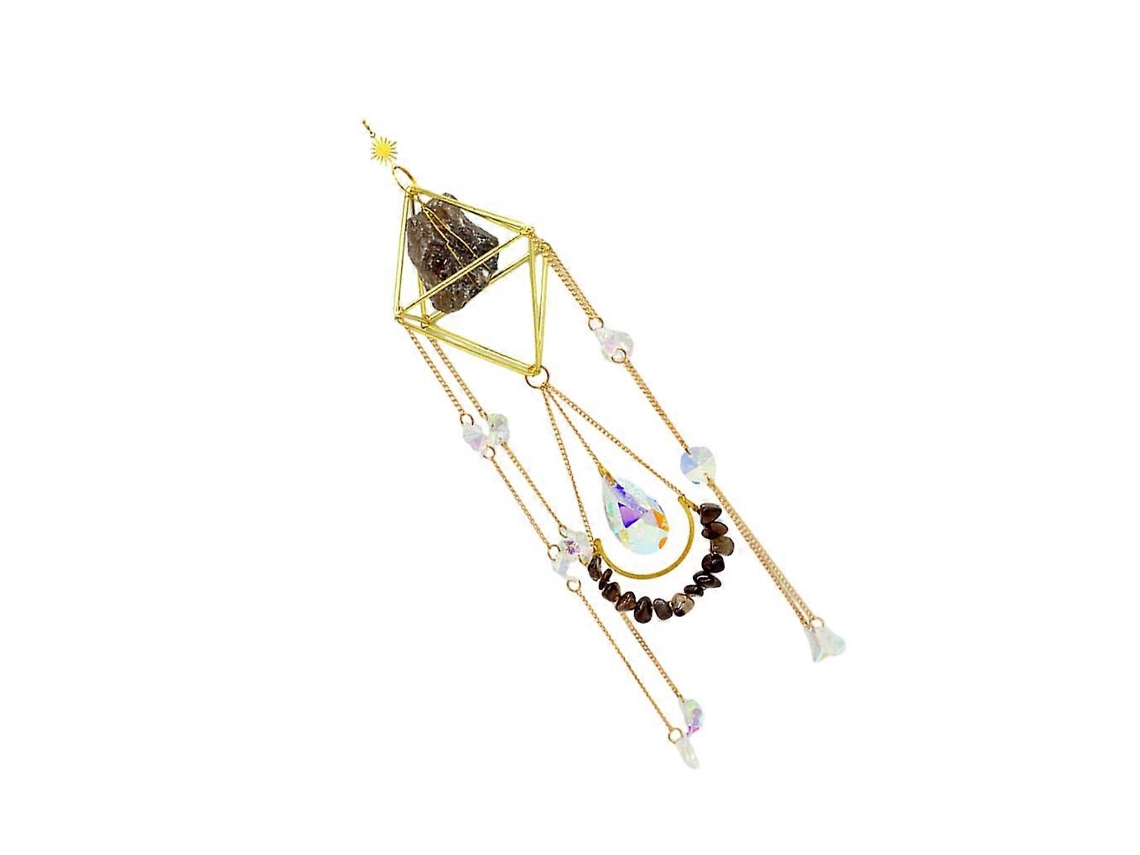 Colgante de cristal para atrapasol, carillón de viento arcoíris, decoración navideña para árbol de exterior.