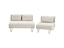 Conjunto de 2 Sofás Cambalhota BELIANI Vestfold de Poliéster Crema 130X78X81