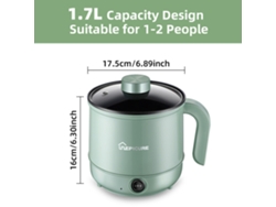 Olla Eléctrica Antiadherente De 1,7 L Para Ramen, Doble Potencia 300w/600w, Portátil.