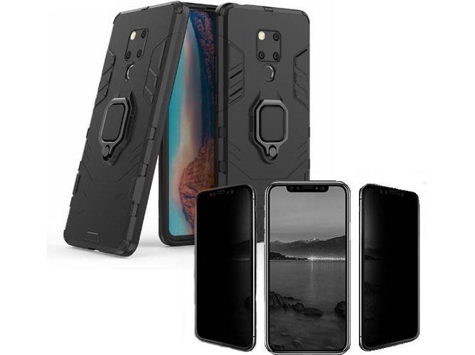 Kit Carcasa y Protector Privacy Huawei Mate 20 Military Defender Negro