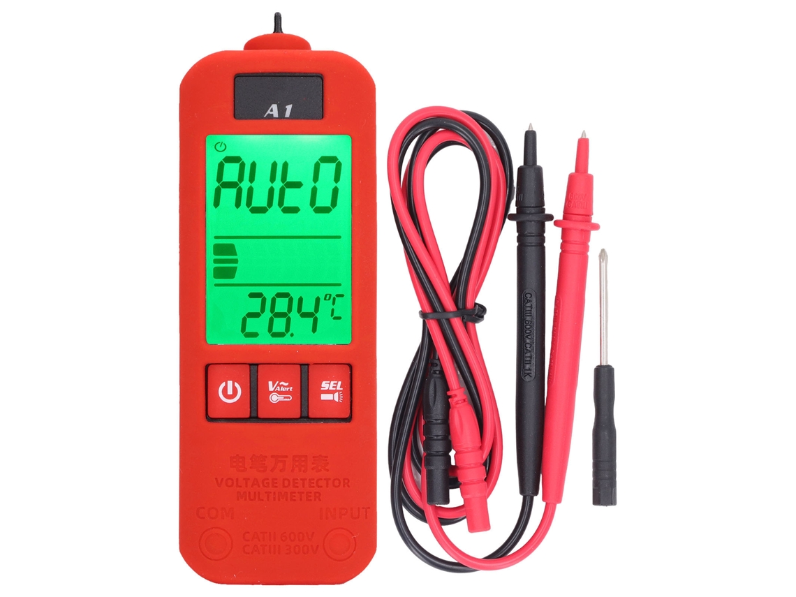Multímetro Digital Automático Con Pantalla Lcd, Prueba De Voltaje, Identificación De Cable Neutro Y De Fase, Y Detector Eléctrico.