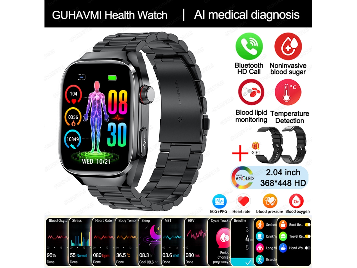 Reloj inteligente médico MDUG con inteligencia artificial para el diagnóstico de órganos internos (negro)
