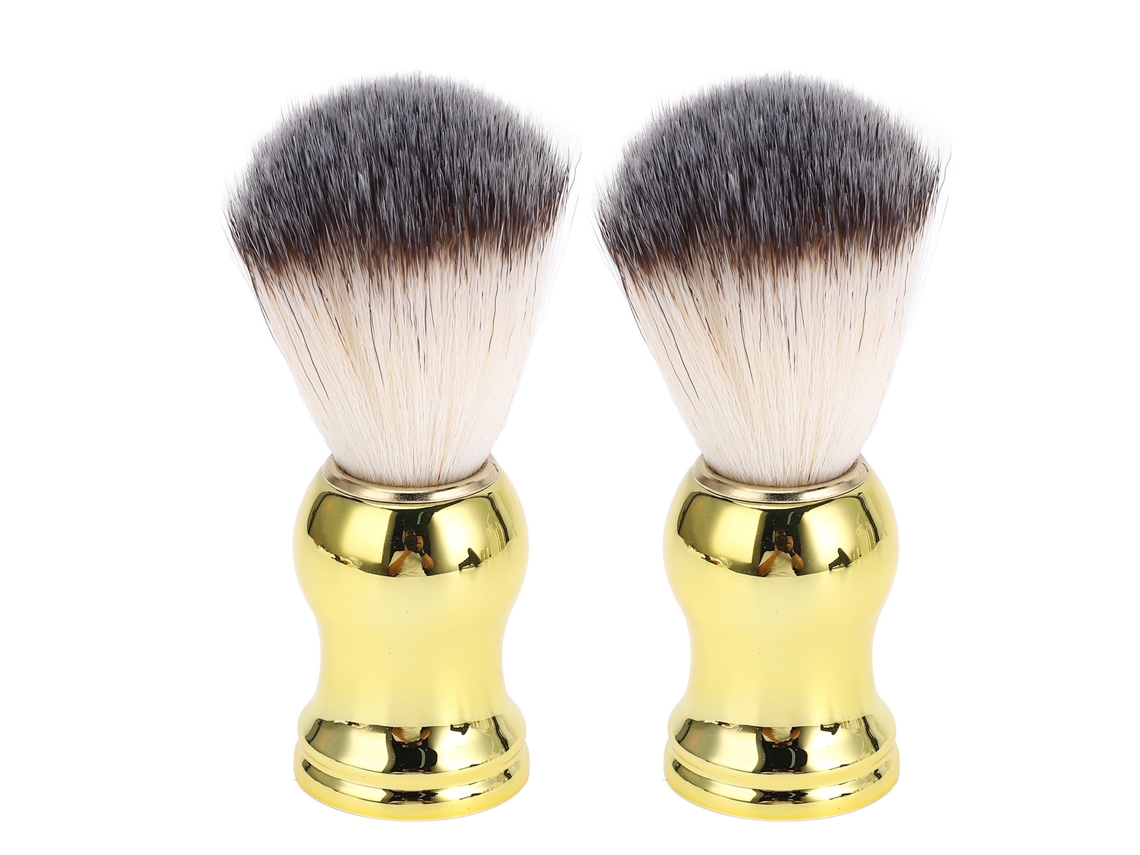 2 Brochas De Afeitar Sintéticas Para Crema De Afeitar, Fáciles De Limpiar, Con Mango Curvo Y Cerdas Finas.