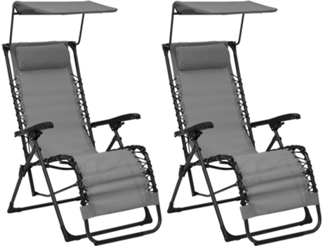 vidaXL Sillas plegables 2 unidades textilene gris