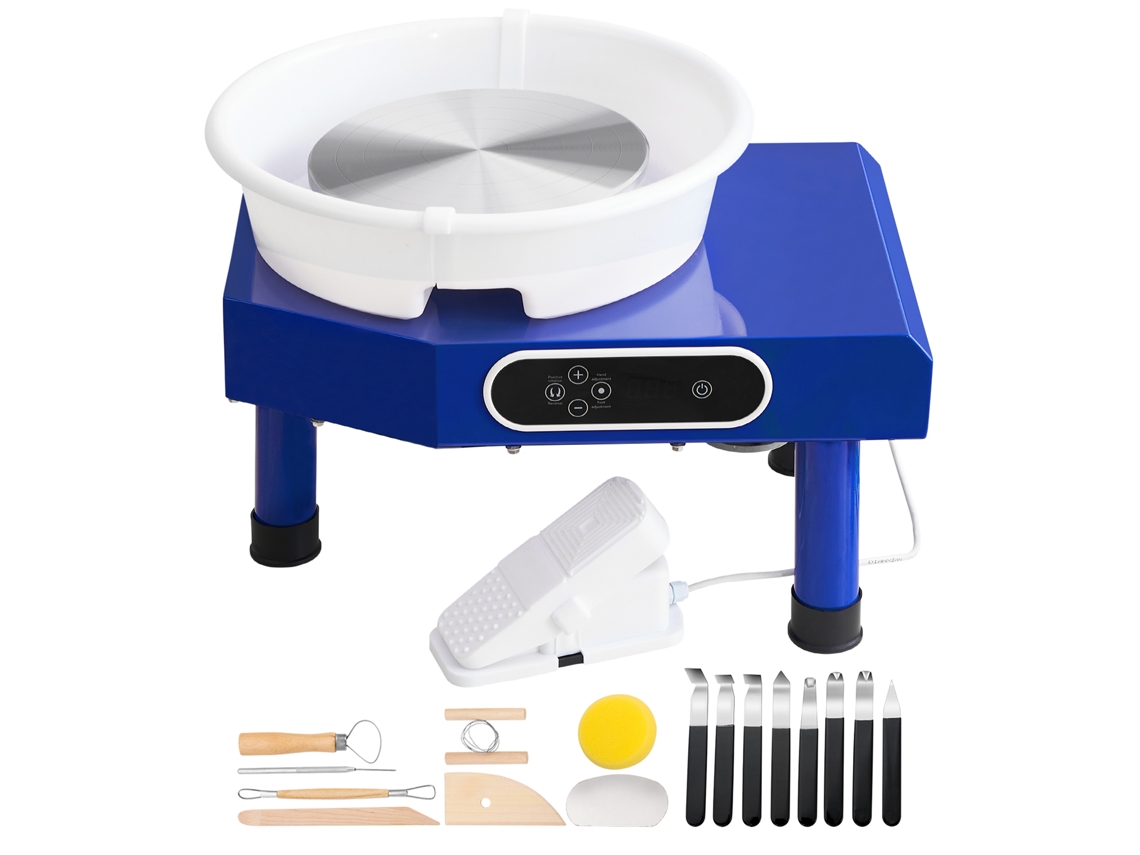 Máquina de rueda de cerámica Succebuy de 25 cm con pedal, herramientas de esculpido de 350 W