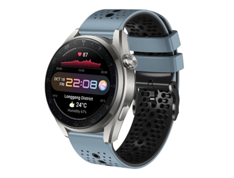 Correa Smartwatch para Huawei Watch 3 Pro Nova 22mm Silicona Perforada Bicolor (Azul + Gris)