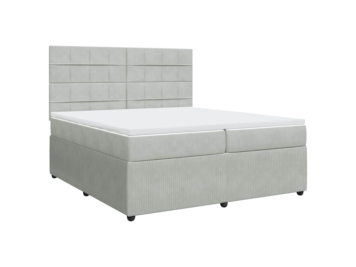 Maison Exclusive - Cama Box Spring Con Colchón Terciopelo Gris Claro 200x200 Cm